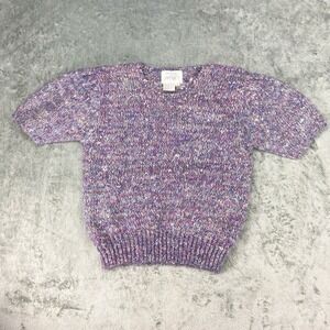 Vtg‎ Lord & Taylor Sweater Womens S Purple Puff Sleeve Angora Rabbit Buttons